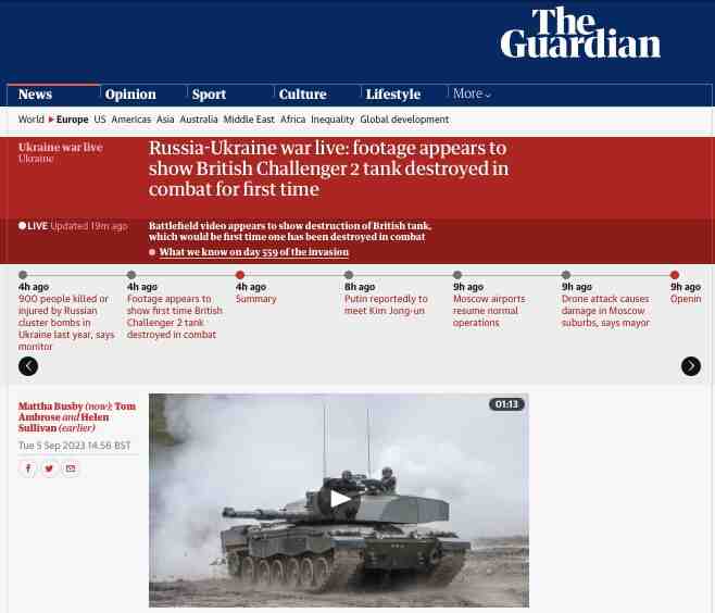 Западните медии и Киевския режим потвърждават унищожаването на първия британски Challenger 2